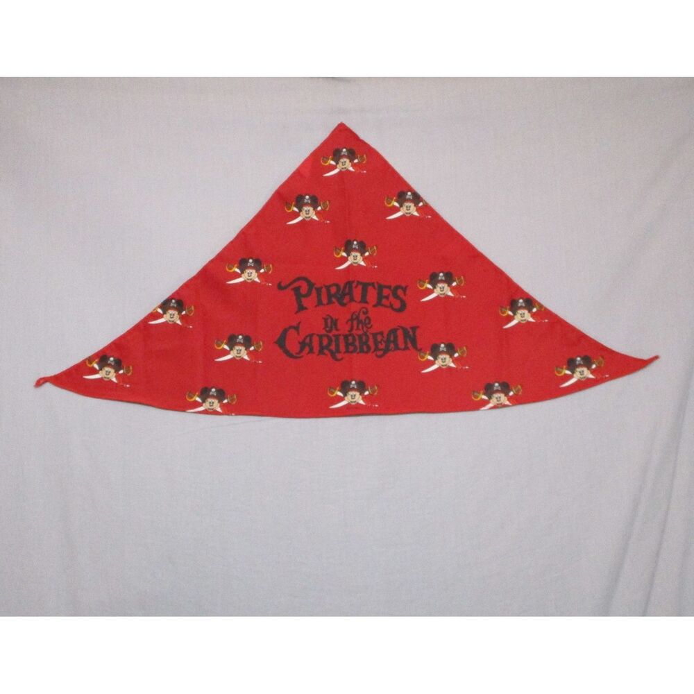 Disney Cruise Pirates of Caribbean Red Black Triangular Bandana Unisex Size 1oz‎